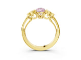 Yellow gold Fancy Pink Pear  Cut Diamond Engagement Ring with Bezel Set Round Side Stones and Prong Setting_55
