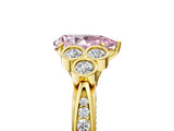 Yellow gold Fancy Pink Pear  Cut Diamond Engagement Ring with Bezel Set Round Side Stones and Prong Setting_57