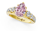 Yellow gold Fancy Pink Pear  Cut Diamond Engagement Ring with Pavé Band and Four-Prong Setting_4