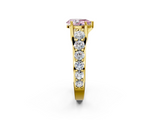 Yellow gold Fancy Pink Pear  Cut Diamond Engagement Ring with Pavé Band and Four-Prong Setting_5