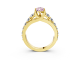 Yellow gold Fancy Pink Pear  Cut Diamond Engagement Ring with Pavé Band and Four-Prong Setting_6
