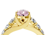 Yellow gold Fancy Pink Pear  Cut Diamond Engagement Ring with Pavé Band and Four-Prong Setting_7