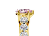 Yellow gold Fancy Pink Pear  Cut Diamond Engagement Ring with Pavé Band and Four-Prong Setting_8