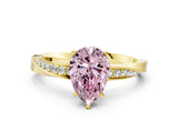 Yellow gold Fancy Pink Pear Cut Diamond Engagement Ring with Side Stone Accents and Four-Prong Setting_12