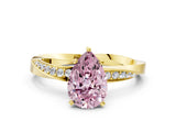 Yellow gold Fancy Pink Pear Cut Diamond Engagement Ring with Side Stone Accents and Four-Prong Setting_12