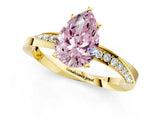 Yellow gold Fancy Pink Pear Cut Diamond Engagement Ring with Side Stone Accents and Four-Prong Setting_13