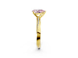 Yellow gold Fancy Pink Pear Cut Diamond Engagement Ring with Side Stone Accents and Four-Prong Setting_14