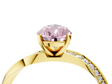Yellow gold Fancy Pink Pear Cut Diamond Engagement Ring with Side Stone Accents and Four-Prong Setting_16