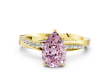 Yellow gold Fancy Pink Pear Cut Diamond Engagement Ring with Side Stone Accents and Four-Prong Setting_60