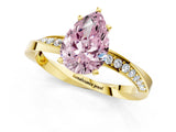 Yellow gold Fancy Pink Pear Cut Diamond Engagement Ring with Side Stone Accents and Four-Prong Setting_61