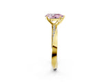 Yellow gold Fancy Pink Pear Cut Diamond Engagement Ring with Side Stone Accents and Four-Prong Setting_62