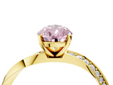 Yellow gold Fancy Pink Pear Cut Diamond Engagement Ring with Side Stone Accents and Four-Prong Setting_64