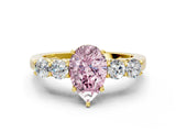 Yellow gold Fancy Pink Pear  Cut Diamond Five-Stone Prong Set White Gold Ring_31