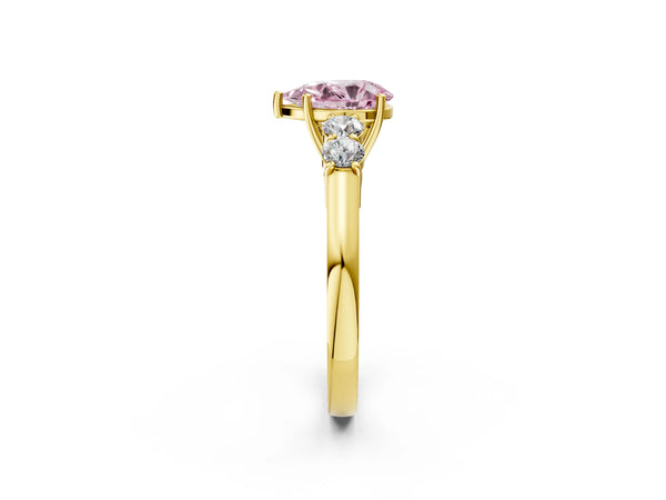 Yellow gold Fancy Pink Pear  Cut Diamond Five-Stone Prong Set White Gold Ring