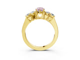 Yellow gold Fancy Pink Pear  Cut Diamond Five-Stone Prong Set White Gold Ring_34