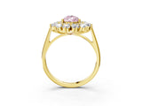 Yellow gold Fancy Pink Pear Cut Diamond Floral Double Halo Engagement Ring with Prong Setting_27