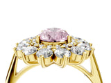 Yellow gold Fancy Pink Pear Cut Diamond Floral Double Halo Engagement Ring with Prong Setting_28
