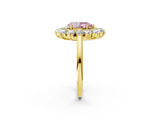 Yellow gold Fancy Pink Pear Cut Diamond Floral Double Halo Engagement Ring with Prong Setting_74