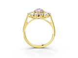 Yellow gold Fancy Pink Pear Cut Diamond Floral Double Halo Engagement Ring with Prong Setting_75
