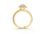 Yellow gold Fancy Pink Pear  Cut Diamond Floral Halo Engagement Ring with Pavé Band and Prong Setting_40