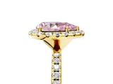 Yellow gold Fancy Pink Pear  Cut Diamond Floral Halo Engagement Ring with Pavé Band and Prong Setting_42