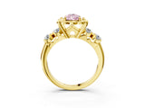 Yellow gold Fancy Pink Pear  Cut Diamond Floral Halo Engagement Ring with Shared Prong Setting 4