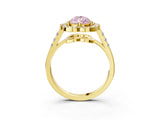 Yellow gold Fancy Pink Pear Cut Diamond Floral Halo Split Shank Prong Setting Ring_3