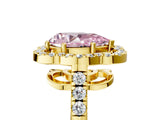 Yellow gold Fancy Pink Pear Cut Diamond Floral Halo Split Shank Prong Setting Ring_5