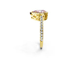 Yellow gold Fancy Pink Pear Cut Diamond Halo Engagement Ring with Pavé Band and Prong Setting_29