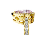 Yellow gold Fancy Pink Pear Cut Diamond Halo Engagement Ring with Pavé Band and Prong Setting_32