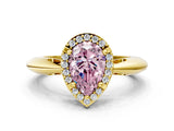 Yellow gold Fancy Pink Pear  Cut Diamond Halo Engagement Ring with Split Shank and Four-Prong Setting_90