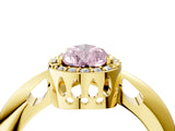 Yellow gold Fancy Pink Pear  Cut Diamond Halo Engagement Ring with Split Shank and Four-Prong Setting_94