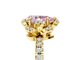Yellow gold Fancy Pink Pear Cut Diamond Halo Pave Band with Four-Prong Setting_8