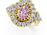 Yellow gold Fancy Pink Pear Cut Diamond Halo Ring with Pavé Band and Four-Prong Setting_50
