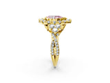 Yellow gold Fancy Pink Pear Cut Diamond Halo Ring with Pavé Band and Four-Prong Setting_51