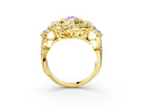 Yellow gold Fancy Pink Pear Cut Diamond Halo Ring with Pavé Band and Four-Prong Setting_52