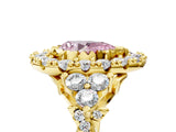 Yellow gold Fancy Pink Pear Cut Diamond Halo Ring with Pavé Band and Four-Prong Setting_54