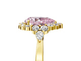 Yellow gold Fancy Pink Pear Cut Diamond Halo Ring with Pear Side Stones and Prong Setting_68