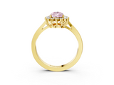 Yellow gold Fancy Pink Pear  Cut Diamond Halo Ring with Round Brilliant Halo and Solitaire Band_88