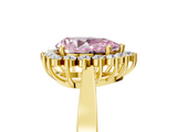 Yellow gold Fancy Pink Pear  Cut Diamond Halo Ring with Round Brilliant Halo and Solitaire Band_90