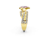 Yellow gold Fancy Pink Pear Cut Diamond Halo Ring with Round Split Shank and Prong Setting_38