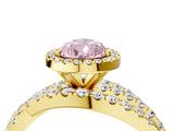 Yellow gold Fancy Pink Pear Cut Diamond Halo Ring with Round Split Shank and Prong Setting_40