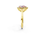 Yellow gold Fancy Pink Pear  Cut Diamond Halo Ring with Solitaire Band and Prong Setting_55