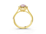 Yellow gold Fancy Pink Pear  Cut Diamond Halo Ring with Solitaire Band and Prong Setting_56