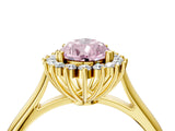 Yellow gold Fancy Pink Pear  Cut Diamond Halo Ring with Solitaire Band and Prong Setting_57