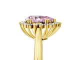Yellow gold Fancy Pink Pear  Cut Diamond Halo Ring with Solitaire Band and Prong Setting_58