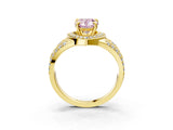 Yellow gold Fancy Pink Pear Cut Diamond Halo Ring with Split Shank and Bezel Accents and Four-Prong Setting_3