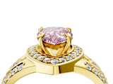 Yellow gold Fancy Pink Pear Cut Diamond Halo Ring with Split Shank and Bezel Accents and Four-Prong Setting_4