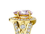 Yellow gold Fancy Pink Pear Cut Diamond Halo Ring with Split Shank and Bezel Accents and Four-Prong Setting_5
