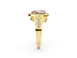 Yellow gold Fancy Pink Pear Cut Diamond Halo Ring with Split Shank and Bezel Accents and Prong Setting_2